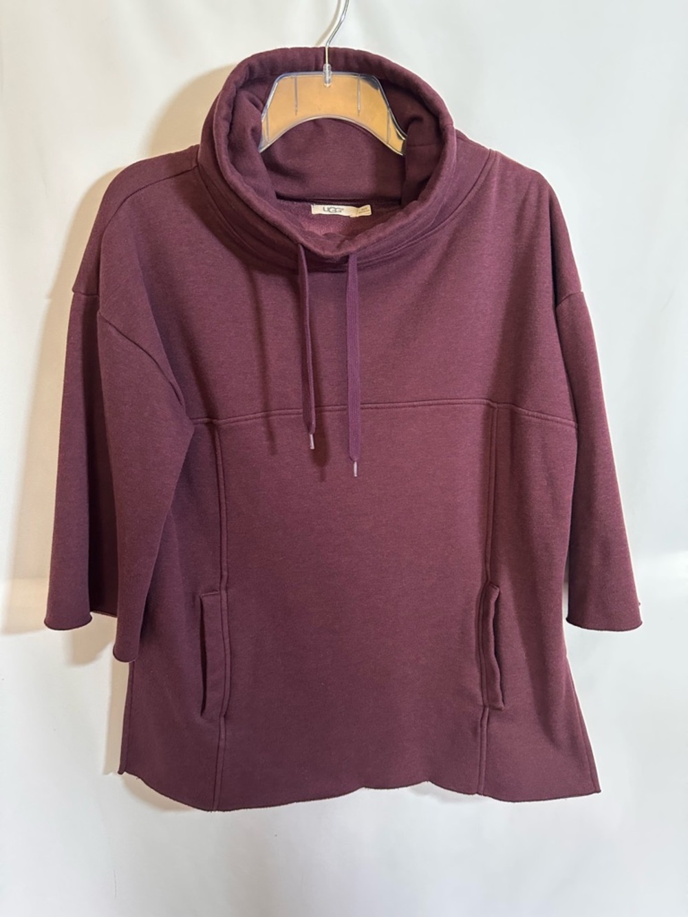 UGG Astrid Pullover Sweatshirt Cowl Neck Plum Purple 3/4 sleeves XS/S